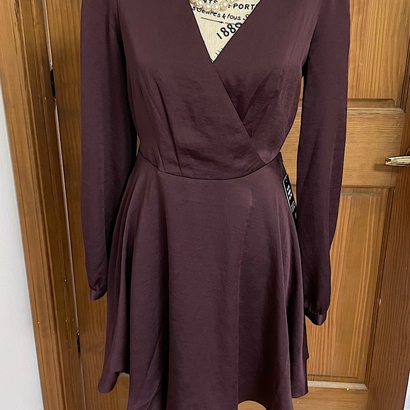 Long sleeve Maroon/ deep cranberry skater dress - Picture 1 of 16